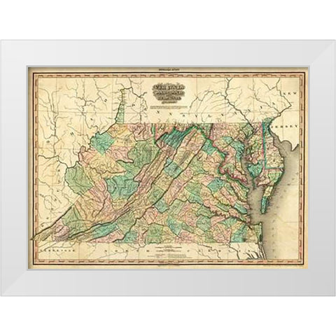 Virginia, Maryland and Delaware, 1823 White Modern Wood Framed Art Print by Tanner, Henry
