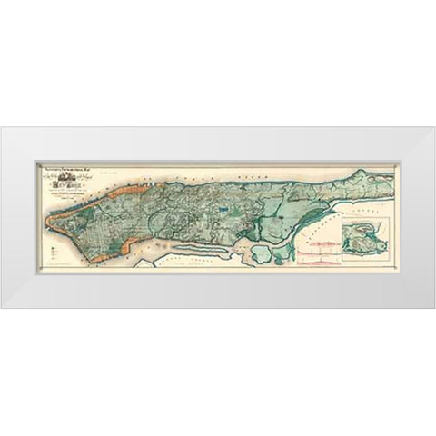 Sanitary and Topographical Map of the City and Island of New York, 1865 White Modern Wood Framed Art Print by Viele, Egbert