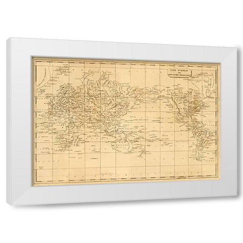World Mercators projection, 1812 White Modern Wood Framed Art Print by Arrowsmith, Aaron