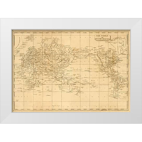 World Mercators projection, 1812 White Modern Wood Framed Art Print by Arrowsmith, Aaron