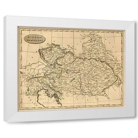 Austrian Dominions, 1812 White Modern Wood Framed Art Print by Arrowsmith, Aaron