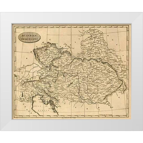 Austrian Dominions, 1812 White Modern Wood Framed Art Print by Arrowsmith, Aaron