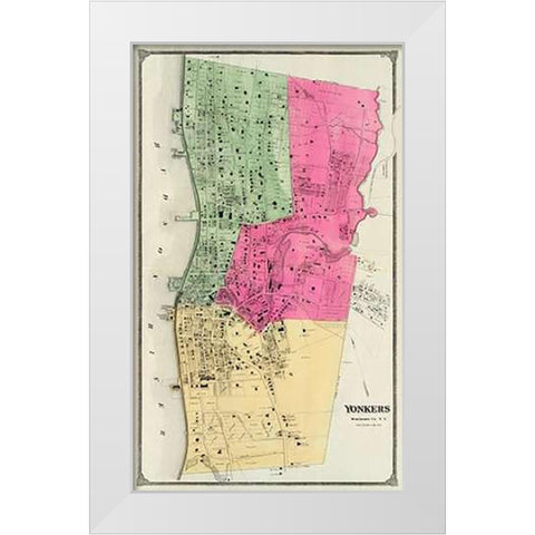 Yonkers, New York, 1868 White Modern Wood Framed Art Print by Beers, Frederick W.