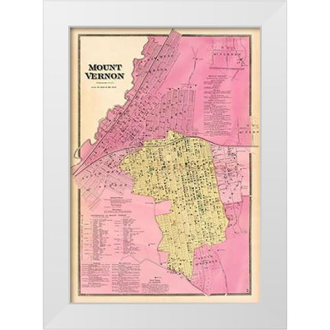 Mt. Vernon, New York, 1868 White Modern Wood Framed Art Print by Beers, Frederick W.
