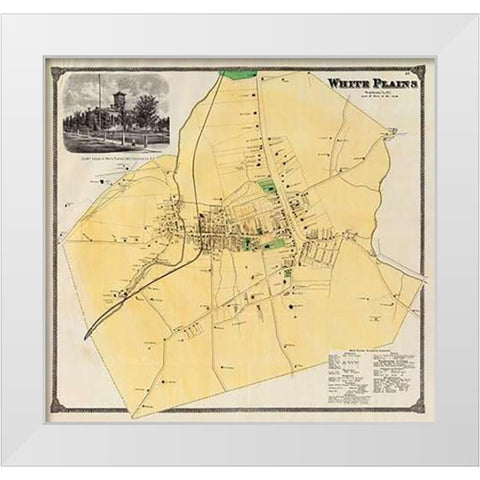White Plains, New York, 1868 White Modern Wood Framed Art Print by Beers, Frederick W.