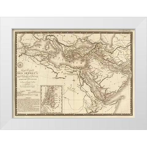 Geographie des Hebreux, 1821 White Modern Wood Framed Art Print by Brue, Adrien Hubert