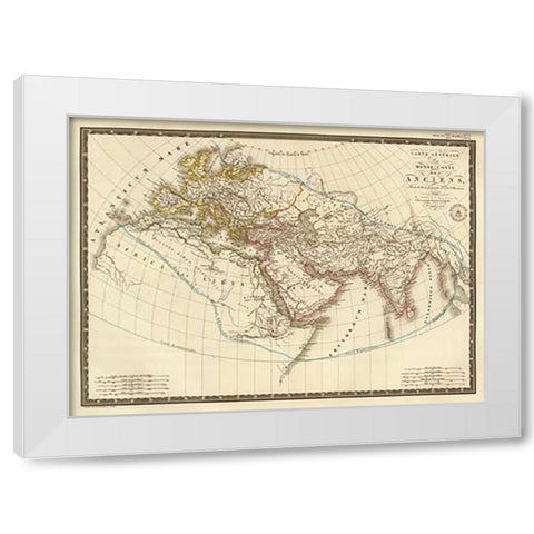 Monde connu des anciens, 1821 White Modern Wood Framed Art Print by Brue, Adrien Hubert