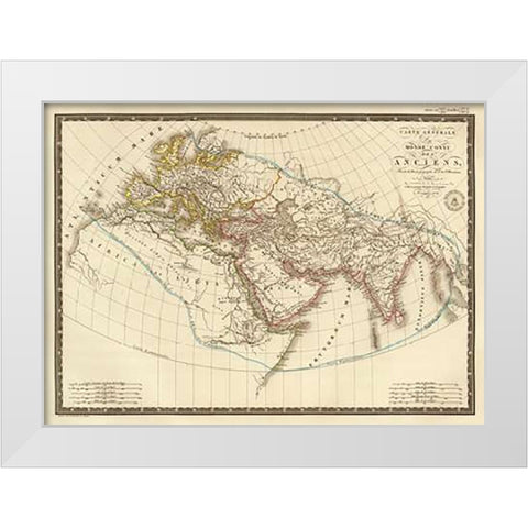 Monde connu des anciens, 1821 White Modern Wood Framed Art Print by Brue, Adrien Hubert