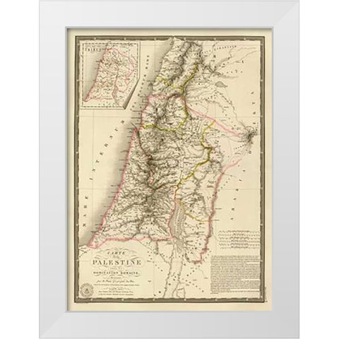 Palestine sous la domination romaine, 1828 White Modern Wood Framed Art Print by Brue, Adrien Hubert