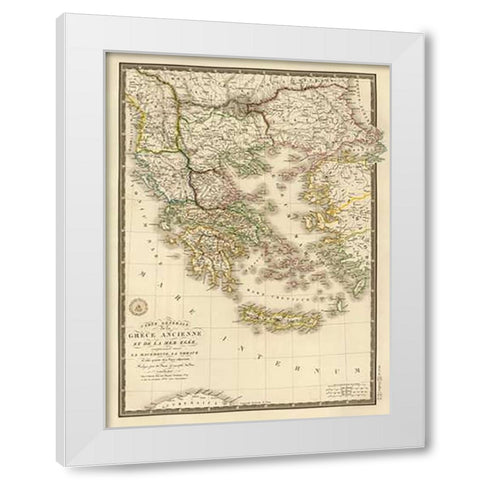 Grece ancienne et de la Mer Egee, 1827 White Modern Wood Framed Art Print by Brue, Adrien Hubert