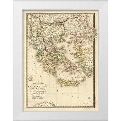 Grece ancienne et de la Mer Egee, 1827 White Modern Wood Framed Art Print by Brue, Adrien Hubert
