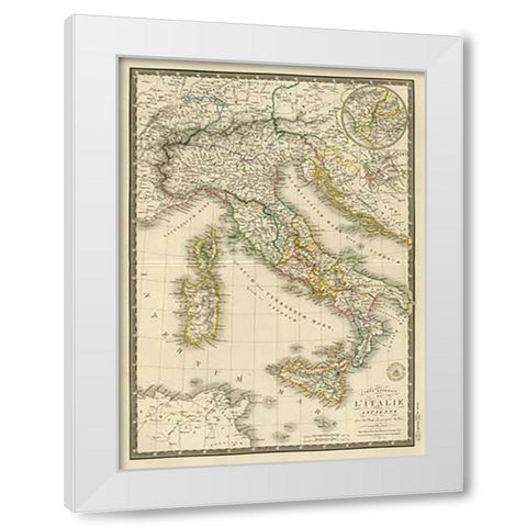 Italie ancienne, 1828 White Modern Wood Framed Art Print by Brue, Adrien Hubert