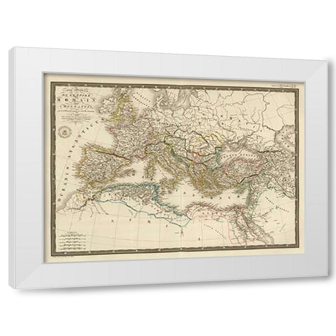 Empire Romain sous Constantin, 1822 White Modern Wood Framed Art Print by Brue, Adrien Hubert