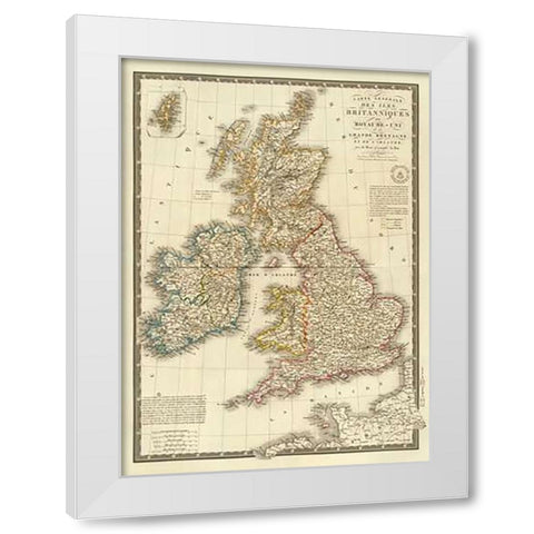 Iles Britanniques, 1828 White Modern Wood Framed Art Print by Brue, Adrien Hubert
