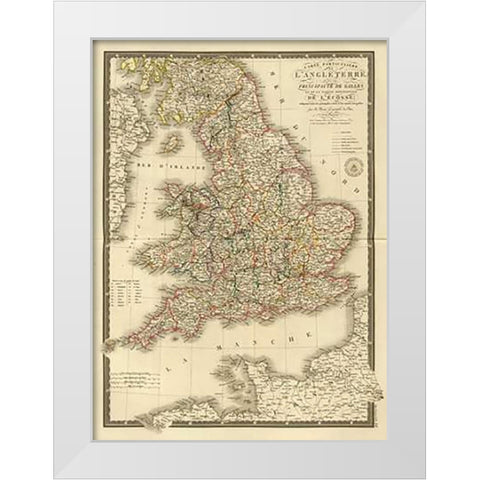 Angleterre, Galles, 1827 White Modern Wood Framed Art Print by Brue, Adrien Hubert