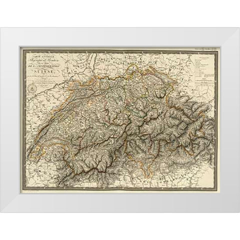 Suisse, 1822 White Modern Wood Framed Art Print by Brue, Adrien Hubert
