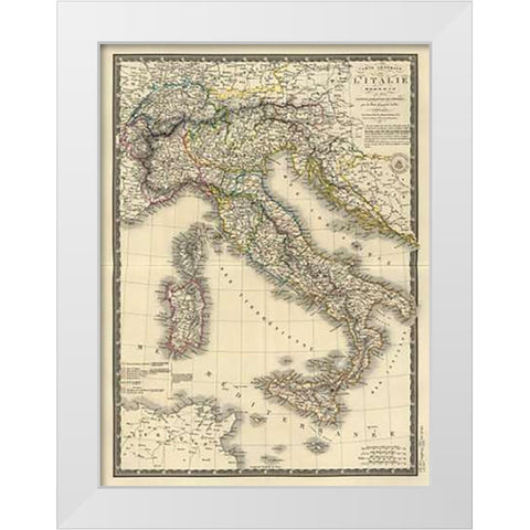 Italie moderne, 1828 White Modern Wood Framed Art Print by Brue, Adrien Hubert