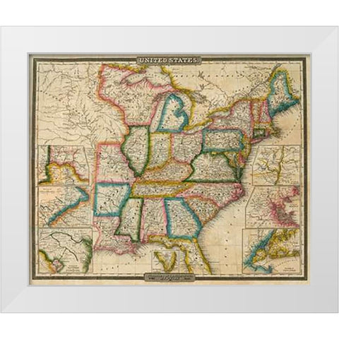 United States, 1833 White Modern Wood Framed Art Print by Burr, David