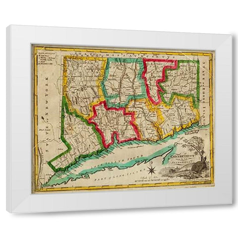 State of Connecticut, 1827 White Modern Wood Framed Art Print by Doolittle, Amos