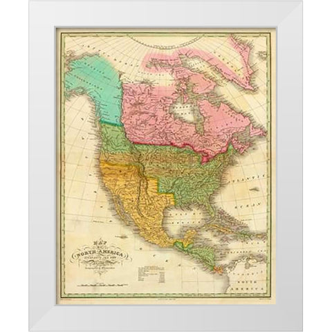 Map of North America Including All The Recent Geographical Discoveries, 1826 White Modern Wood Framed Art Print by Finley, Anthony