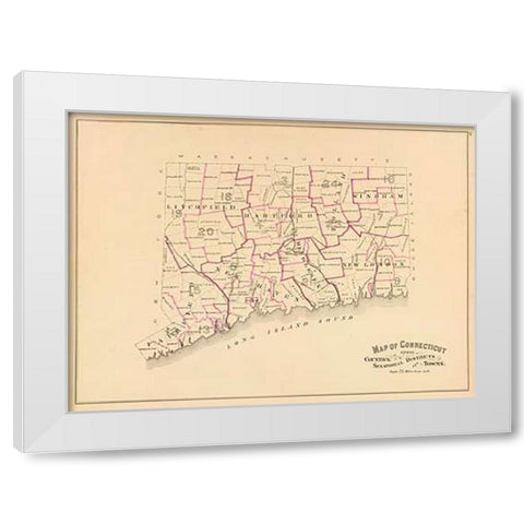 Connecticut: Senatorial districts, 1893 White Modern Wood Framed Art Print by Hurd and Co., D.H