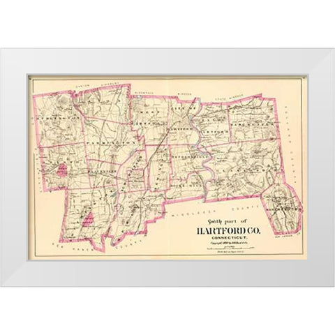 Connecticut: Hartford County South, 1893 White Modern Wood Framed Art Print by Hurd and Co., D.H