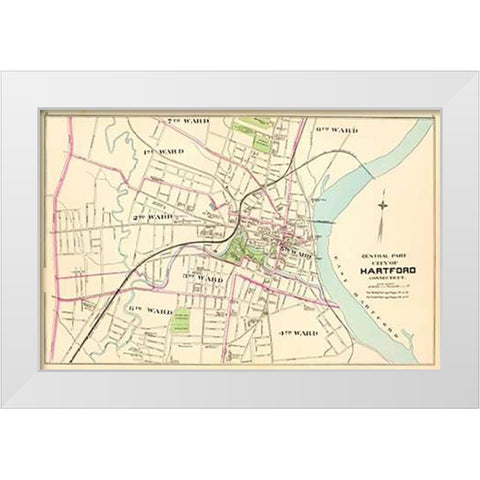 Connecticut: Hartford, Central, 1893 White Modern Wood Framed Art Print by Hurd and Co., D.H