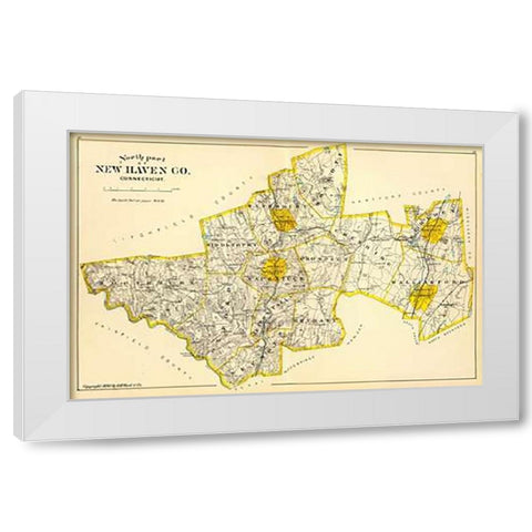 Connecticut: New Haven County North, 1893 White Modern Wood Framed Art Print by Hurd and Co., D.H