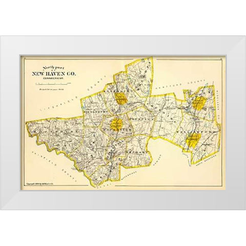 Connecticut: New Haven County North, 1893 White Modern Wood Framed Art Print by Hurd and Co., D.H