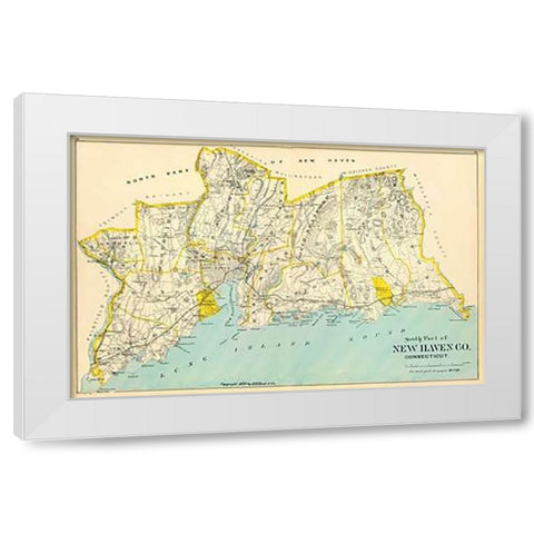 Connecticut: New Haven County South, 1893 White Modern Wood Framed Art Print by Hurd and Co., D.H