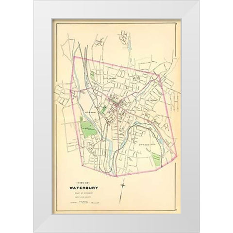Waterbury, Connecticut, 1893 White Modern Wood Framed Art Print by Hurd and Co., D.H