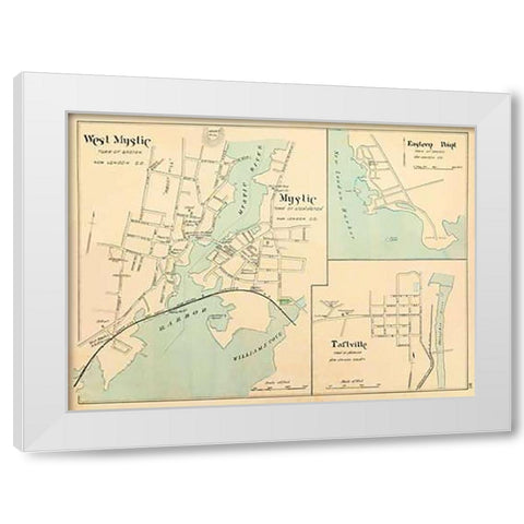 W. Mystic, Mystic, Connecticut, 1893 White Modern Wood Framed Art Print by Hurd and Co., D.H