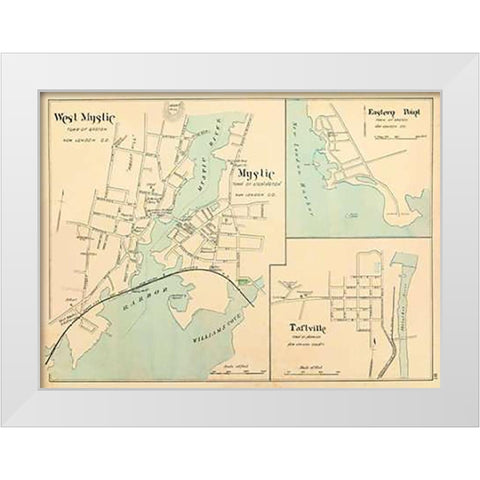 W. Mystic, Mystic, Connecticut, 1893 White Modern Wood Framed Art Print by Hurd and Co., D.H