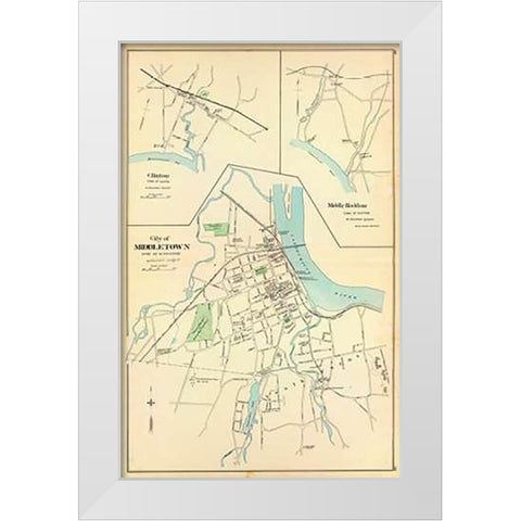 Middletown, Connecticut, 1893 White Modern Wood Framed Art Print by Hurd and Co., D.H