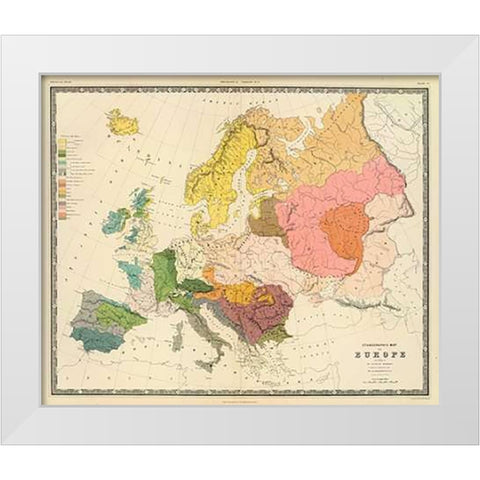 Ethnographic, Europe, 1856 White Modern Wood Framed Art Print by Kombst, Gustaf