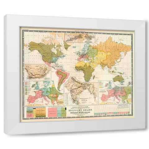 Religious belief, 1854 White Modern Wood Framed Art Print by Johnston, Alexander Keith