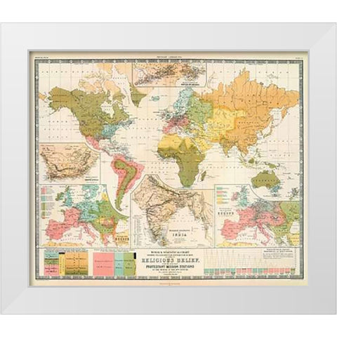 Religious belief, 1854 White Modern Wood Framed Art Print by Johnston, Alexander Keith