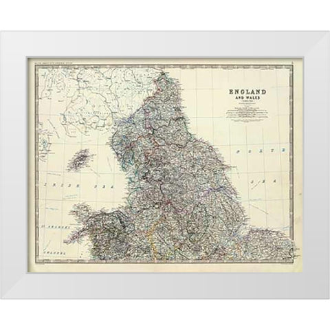 England, Wales N, 1861 White Modern Wood Framed Art Print by Johnston, Alexander Keith