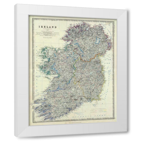 Ireland, 1861 White Modern Wood Framed Art Print by Johnston, Alexander Keith