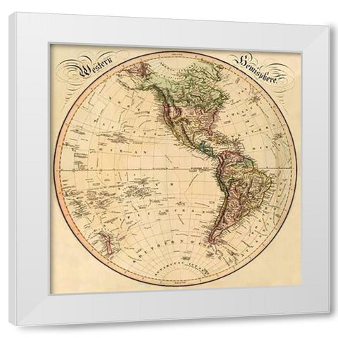 Western Hemisphere, 1831 White Modern Wood Framed Art Print by Lizars, Daniel