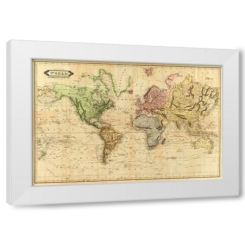 World, 1831 White Modern Wood Framed Art Print by Lizars, Daniel