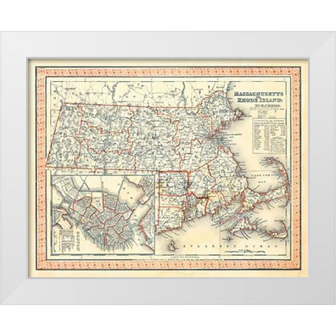 Massachusetts, Rhode Island, 1846 White Modern Wood Framed Art Print by Tanner, Henry