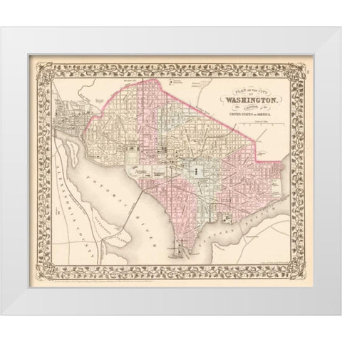 Washington, D.C., 1880 White Modern Wood Framed Art Print by Mitchell, Samuel Augustus