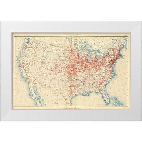 60 Railroad systems 1890 White Modern Wood Framed Art Print by Gannett, Henry