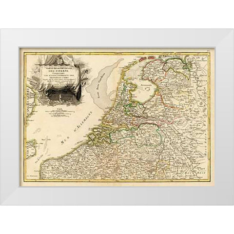 Pays Bas septentrionale, 1780 White Modern Wood Framed Art Print by Janvier, Jean