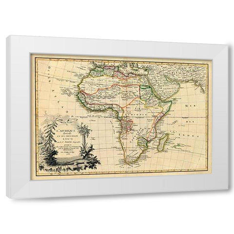 LAfrique, 1782 White Modern Wood Framed Art Print by Janvier, Jean