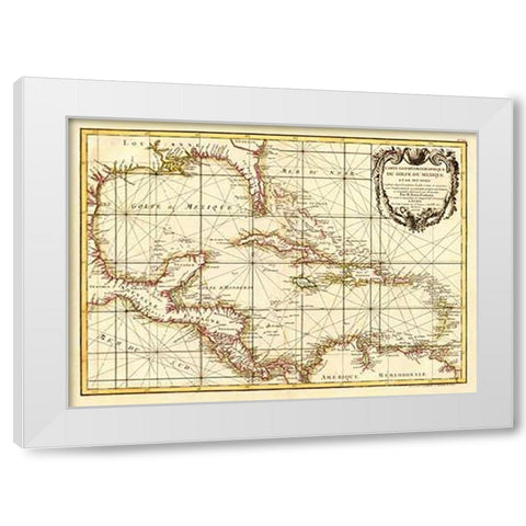 Golfe du Mexique, 1762 White Modern Wood Framed Art Print by Zannoni, Giovanni Antonio Bartolomeo Rizzi