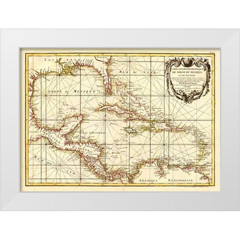Golfe du Mexique, 1762 White Modern Wood Framed Art Print by Zannoni, Giovanni Antonio Bartolomeo Rizzi