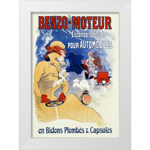 Benzo-Moteur White Modern Wood Framed Art Print by Cheret, Jules