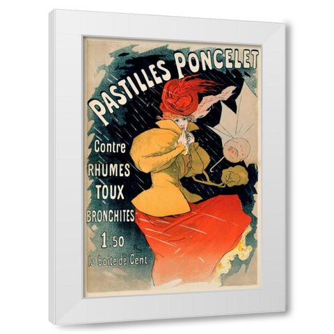 Pastilles Poncelet White Modern Wood Framed Art Print by Cheret, Jules